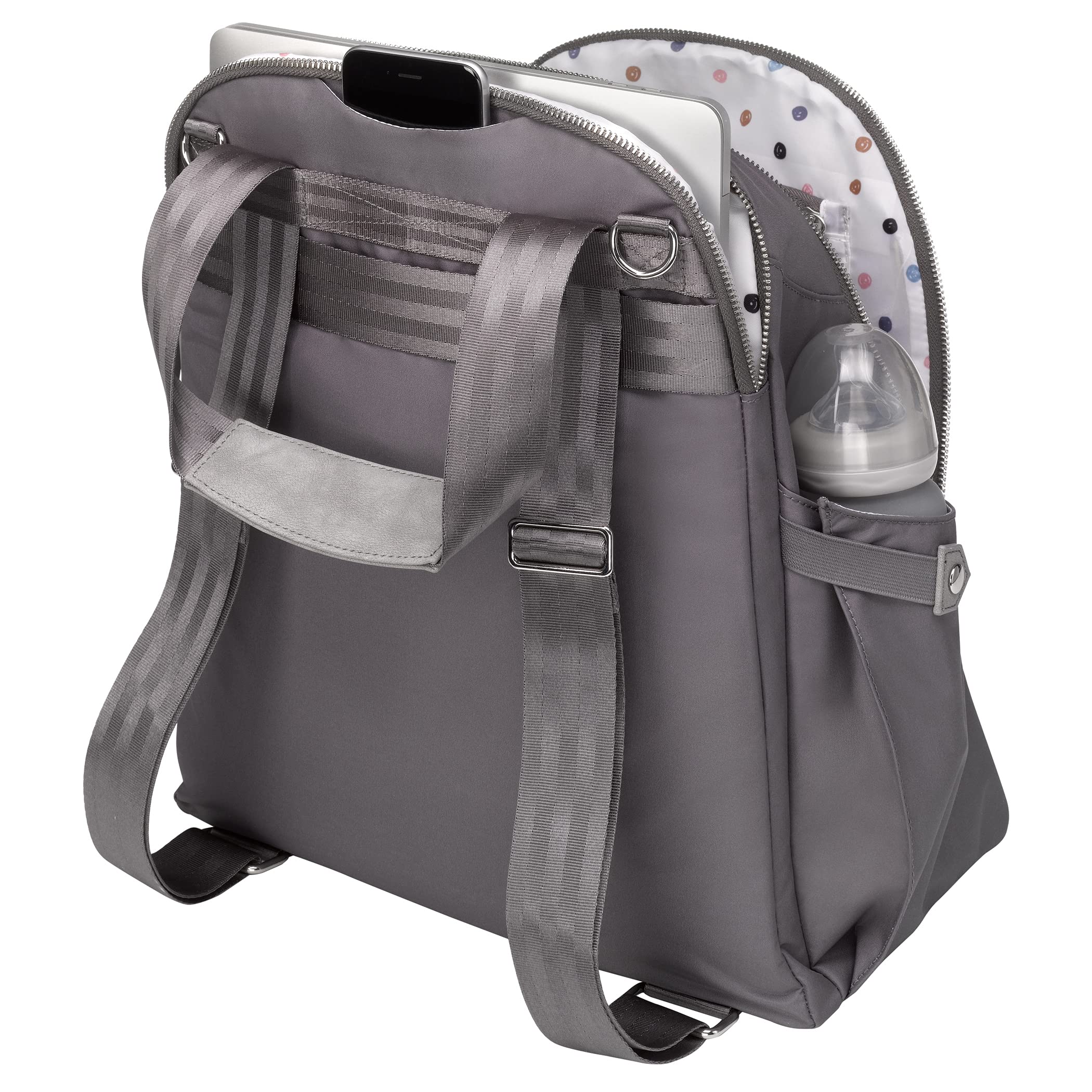Petunia Pickle Bottom Inter-Mix Slope Backpack - Machine-Washable Diaper Bag - Ultimate His & Hers Backpack - Spacious & Versatile Bag - Compatible with Inter-Mix Systems - Charcoal Microfiber