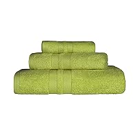 Superior Ultra-Soft 3-Piece Cotton Towel Set, Daily Use for Bathroom, Guest Room, Quick Dry, Set Includes 1 Bath Towel, 1 Hand Towel and 1 Washcloth, Essential Plush Towels for Home, Celery