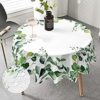 MAST DOO Floral Round Table Cloth 60 Inch, Eucalyptus Leaf Tablecloth, Waterproof Stain Resistant Wrinkle-Free Table Cover for Home Kitchen Dining Party Patio Outdoor Decor