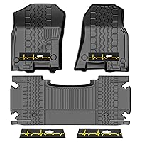 Anti-Slip 5Pcs All-Weather Car Floor Mats for 2019-2024 Dodge Ram 1500 New Body Crew Cab | Rubber Truck Floor Liners with Weather Strips | Automotive Carpet for Winter, Ski, Hunting, Camping