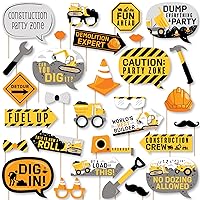 Big Dot of Happiness Funny Dig It - Construction Party Zone - Baby Shower or Birthday Party Photo Booth Props Kit - 30 Ct