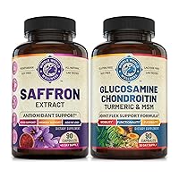 Pure Saffron Extract & Advanced Joint Support Bundle (One Bottle Each). Supports Mood, Energy Boost, Metabolic Function, and Joint Health. USA Made.