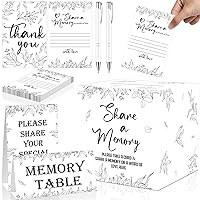 gisgfim 56 Pcs Share a Memory Cards Funeral Memory Cards Box Memory Table Signs Funeral Decorations Memorial Cards with Signature Pen for Funeral Favor Celebration of Life, Memorial Service, Birthday