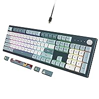 MKey Mechanical Gaming Keyboard: Customizable RGB LED, Premium MDA Profile PBT Keycap, Hot-Swappable, Gateron G Brown Pro 2.0 Pre-lubed Switches, Osaka Castle Theme, Freedom (MK105FB)