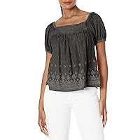 Lucky Brand Women's Square Neck Peasant Top