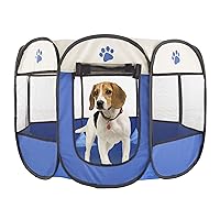 Pop-Up Pet Playpen - Indoor and Outdoor Dog Pen with Carrying Case - Portable Pet Enclosure for Dogs, Cats, and Other Small Animals by PETMAKER (Blue)