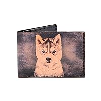 Husky Puppy Handmade Digital Printed Genuine Leather Bi-fold Wallet MHLT_08
