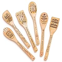 Riveira Modern 6pc Wooden Spoons For Cooking – Great Mother's Day Gift Ideas With Its Unique Design – Wooden Cooking Utensils for Mothers Day Gifts From Daughter – Premium Wooden Utensil Set