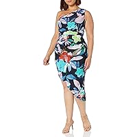 Adrianna Papell Women's One Shoulder Printed Dress
