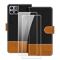 Leather Case for Boost Mobile Celero 5G+ Magnetic Phone Case with Wallet and Card Slot + [2 Pack] Tempered Glass Screen Protector for Boost Mobile Celero 5G Plus (7”)