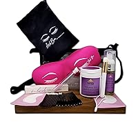 Eyelash Extensions Deluxe All-in-One Aftercare Kit With Sealant, Cleanser, 3D Deep Contour Sleep Mask and Much More! Protects Volume Lashes While Sleeping - PINK Lash Bra