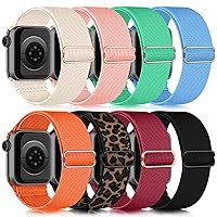 Chinbersky Pack of 8 Elastic Nylon Loop Straps Compatible with Apple Watch Strap 40 mm, 41 mm, 38 mm, Stretchy, Adjustable, Fabric Replacement Strap for iWatch Ultra Series 8/7/6/5/4/3/2/1/SE
