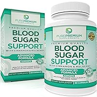 PurePremium Blood Sugar Support Supplement with Cinnamon & Mulberry Extract - Support Normal Blood Sugar and Glucose Metabolism - All Natural Advance Formula Blood Sugar Health Support - 60 Capsules