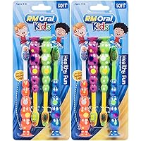 Kids Healthy Fun Suction Cup Soft Toothbrushes, 4 Count Twin Pack