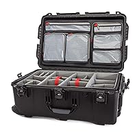Wheeled Series 963 Waterproof Hard Case with Lid Organizer and Padded Dividers, Black