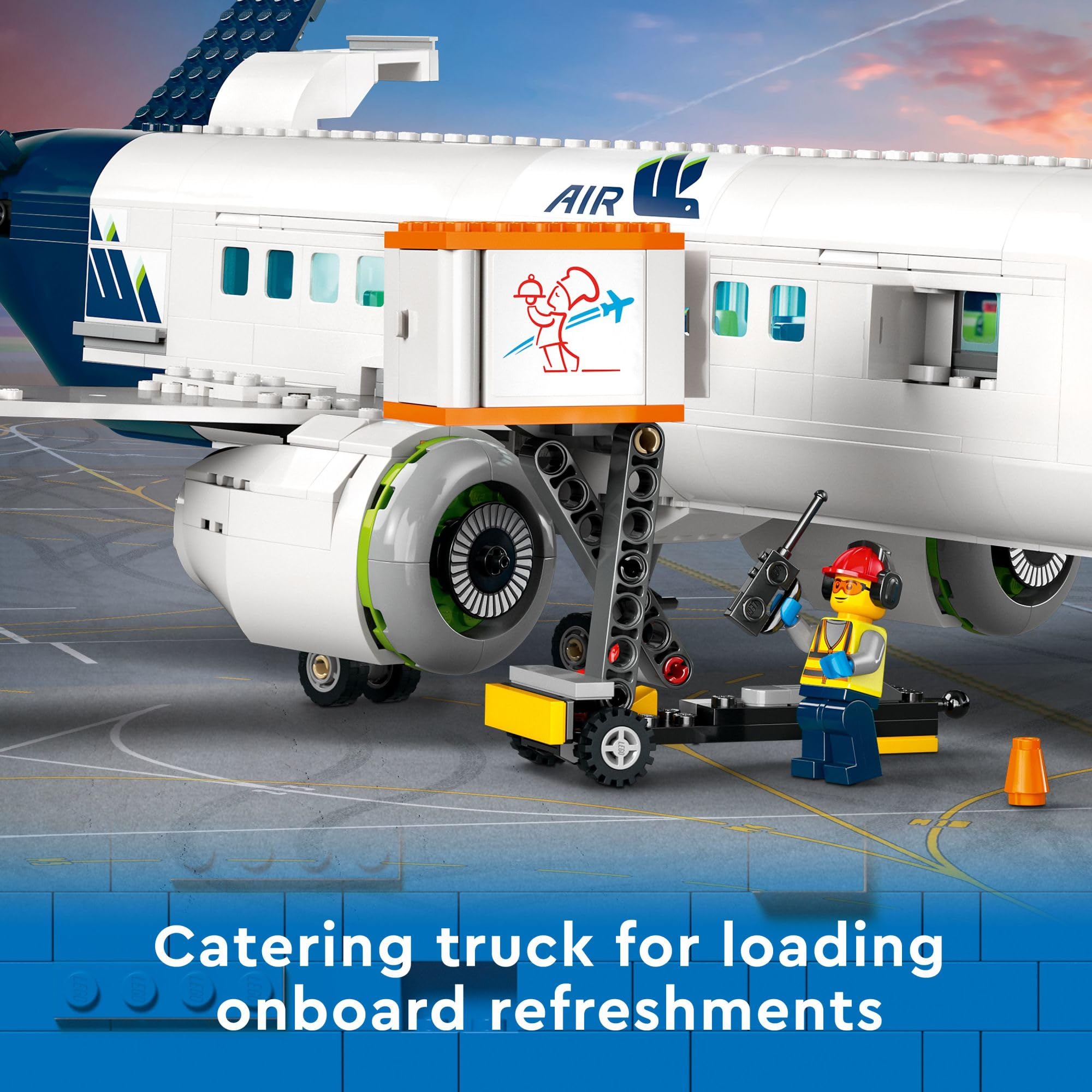 LEGO City Passenger Airplane 60367 Building Toy Set; Fun Airplane STEM Toy for Kids with a Large Airplane, Passenger Bus, Luggage Truck, Container Loader, and 9 Minifigures