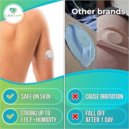 Lexcam Adhesive Patches Pre-Cut for Dexcom G7 – Pack of 20 – Waterproof, Transparent Overpatches for Continuous Glucose Monitoring, Sensor is NOT Included