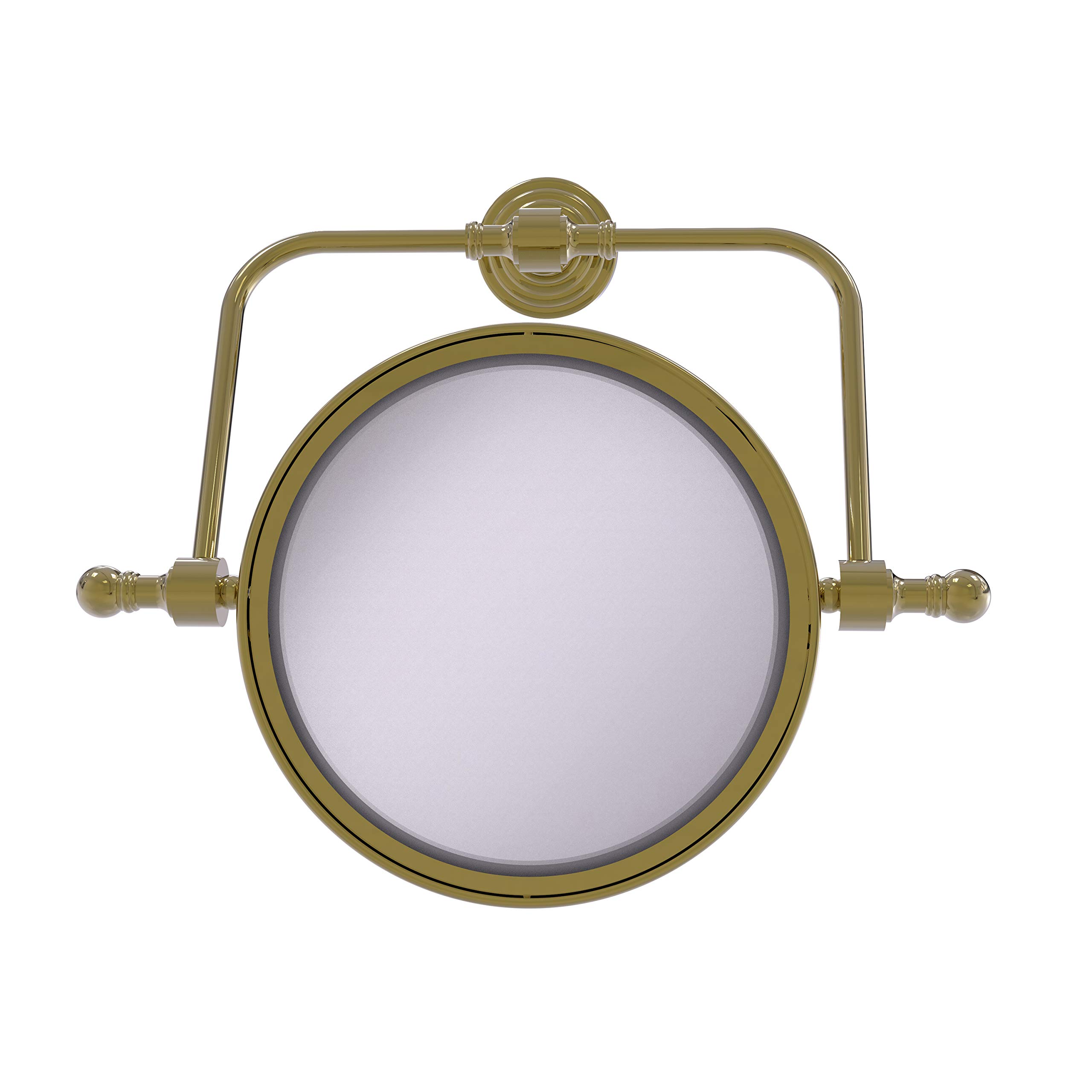 Allied Brass RWM-4/5X Retro Wave Collection Wall Mounted Swivel 8 Inch Diameter with 5X Magnification Make-Up Mirror, Unlacquered Brass
