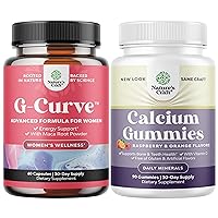Bundle of G-Curve Butt and Breast Enhancement Pills - Herbal Enhancer May Support Body Sculpting Curves and High Absorption Calcium Gummies for Women with Vitamin D3 for Bone Health and Immune Support