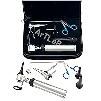 *Incredible* Professional Veterinary Diagnostic Otoscope Set KIT+ 2 Free LED Bulb+ Micro Alligator FORCEP +Free Carrying CASE (CYNAMED Brand)