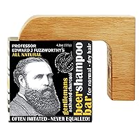 Professor Fuzzworthy's Activated Charcoal Shampoo Bar & Magnetic Soap Holder Gift | 100% Natural Men's Grooming Kit with Organic Ingredients- Eco Friendly Wooden Soap Dish for Shower Bath Kitchen