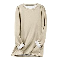 Flygo Women's Winter Fleece Sherpa Lined Crewneck Pullover Sweatshirt Warm Tunic Tops Loungewear