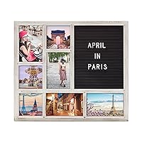 Melannco Customizable Letterboard 7-Opening Photo Collage, 15 x 17 inch, Distressed White