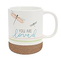Pavilion Gift Company – You Are Loved - 16-ounce Stoneware Mug with Sandy Glazed Bottom, Dragonfly, Large Handle Coffee Cup, Survivor Encouragement Gift, 1 Count (Pack of 1), 3.5” x 3.5”