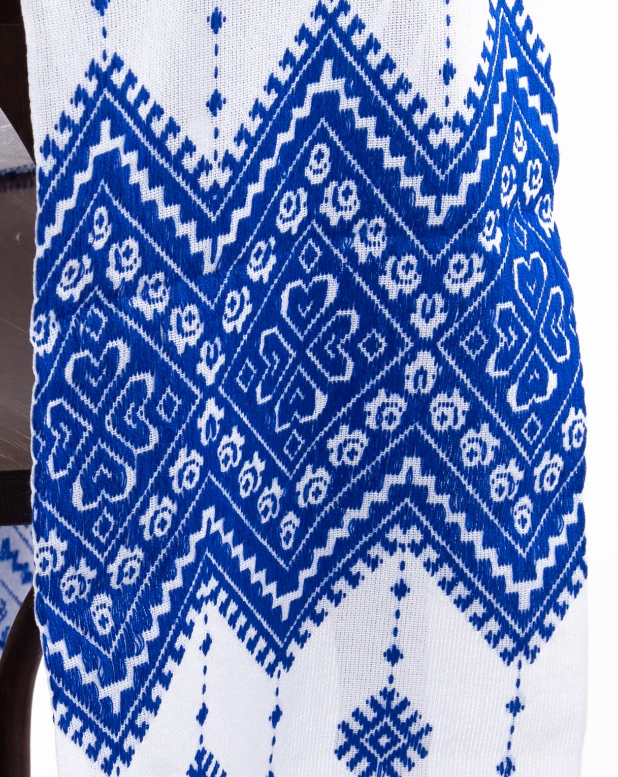 Rushnichok Ukrainian RUSHNYK Hand Embroidered Towel White Blue Wedding Decor 190 x 33 cm