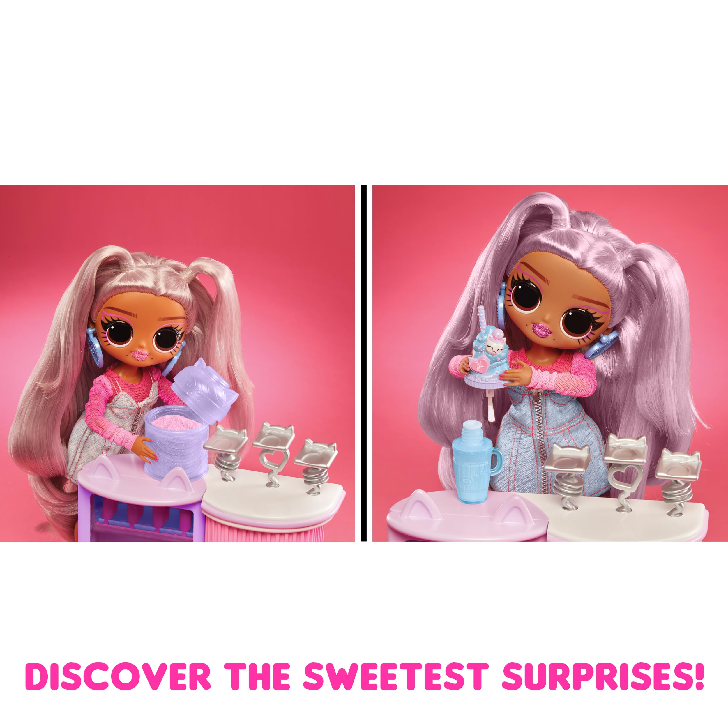LOL Surprise OMG Sweet Nails – Kitty K Café with 15 Surprises, Including Real Nail Polish, Press On Nails, Sticker Sheets, Glitter, 1 Fashion Doll, and More! – Great Gift for Kids Ages 4+