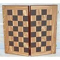Olive Root Backgammon Chess + Olive Wood Chips - Without Chess pawns