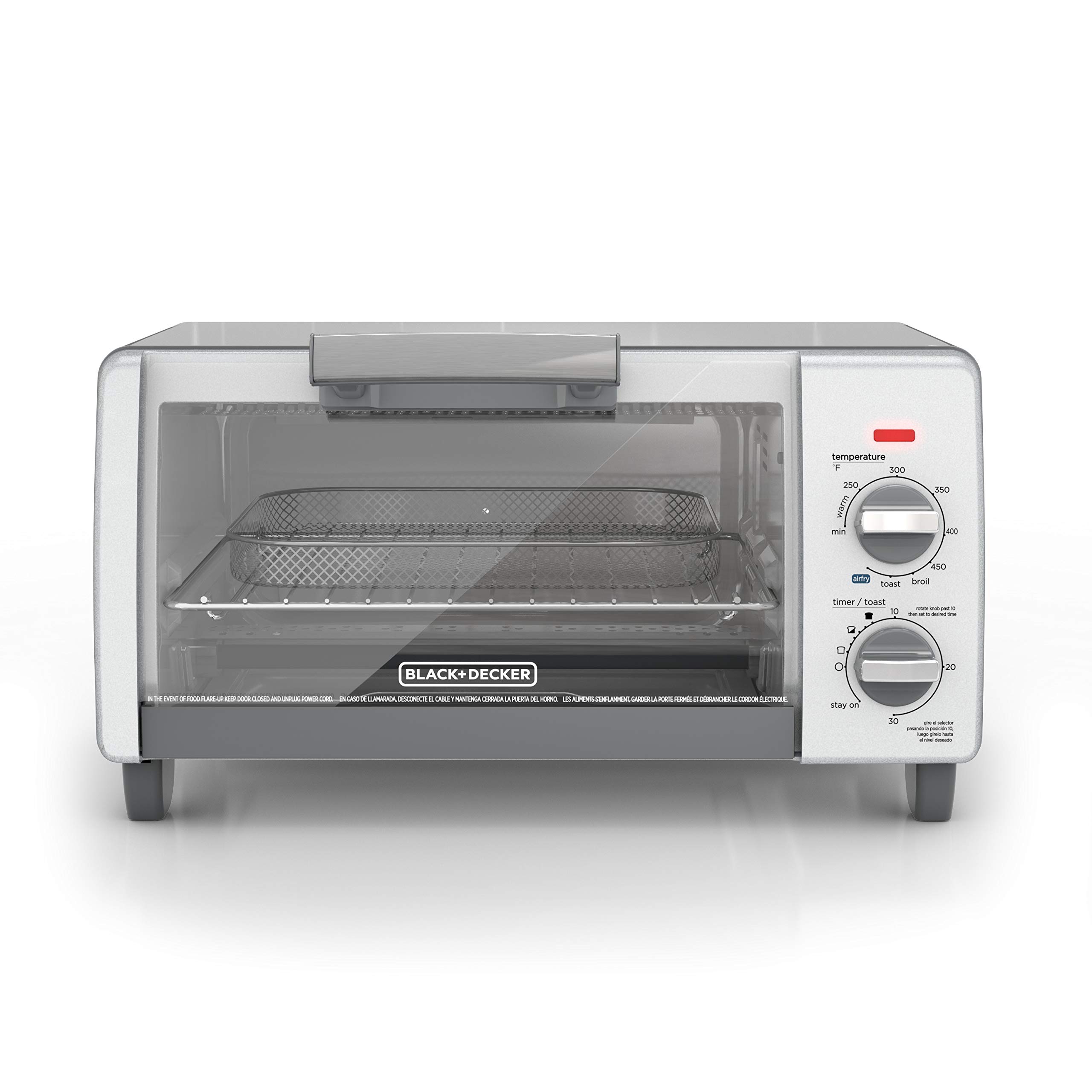 BLACK+DECKER TO1785SG Crisp N Bake Air Fry Toaster Oven, 4-Slice, Gray