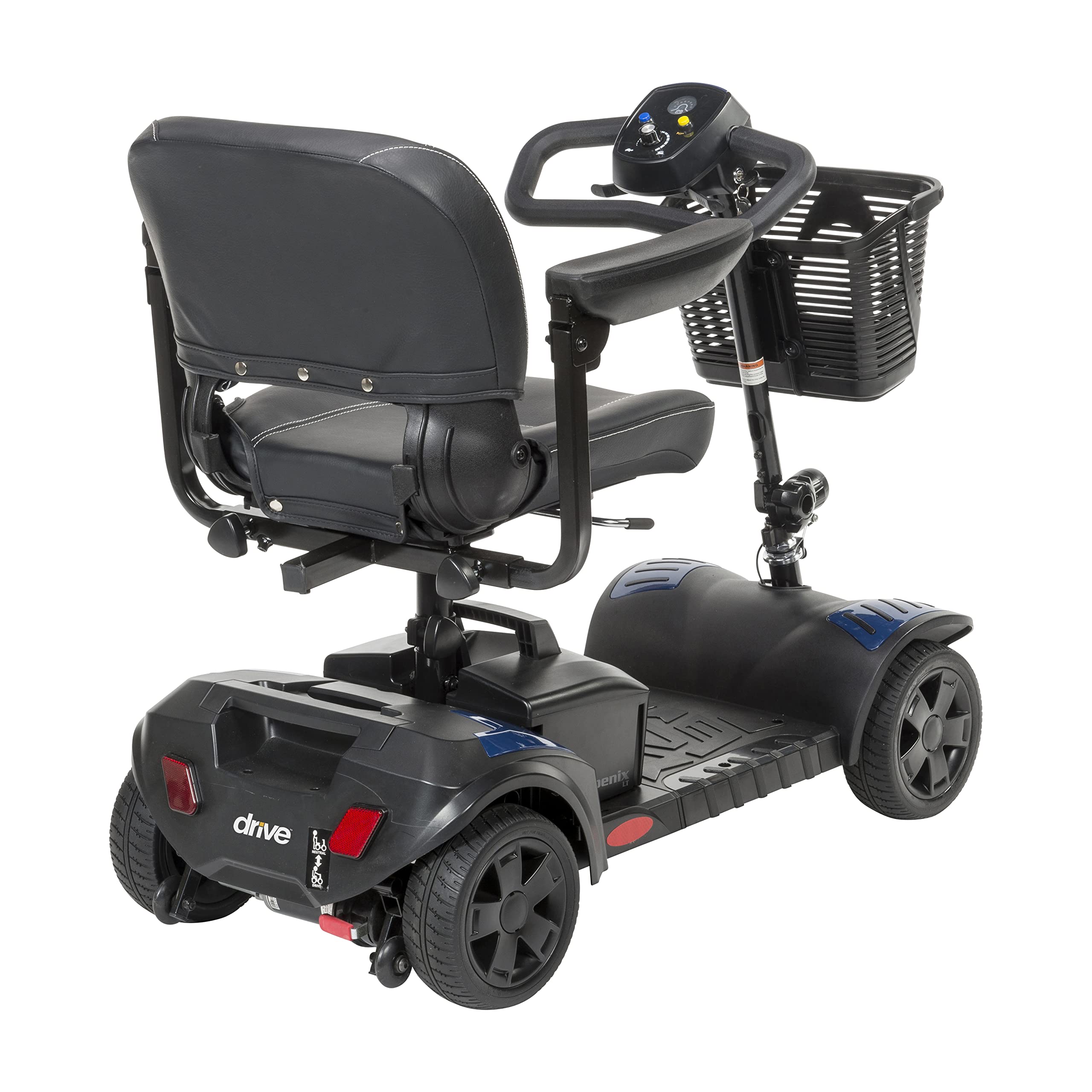 Drive Medical Phoenix LT 4 Wheel Mobility Scooter 350lb Weight Cap New Model, Red/Blue/Grey