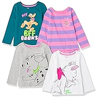 Amazon Essentials Disney | Marvel | Star Wars Girls' Long-Sleeve T-Shirts (Previously Spotted Zebra), Pack of 4, Disney Cats and Dogs, Medium