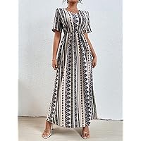 Women's Casual Dresses 1pc Allover Geo Print -line Dress Charming Mystery Special Beautiful (Color : Multicolor, Size : X-Large)