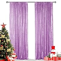 Hahuho Lavender Sequin Backdrop Curtain, 2PCS 2FTx8FT Glitter Backdrop Curtain for Parties, Christmas, Wedding, Party Decoration（2 Panels, 2FT x 8FT, Lavender