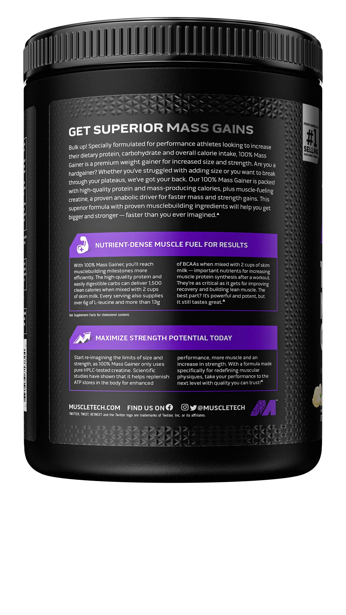 Mass Gainer | MuscleTech 100% Mass Gainer Protein Powder | Protein Powder for Muscle Gain | Whey Protein + Muscle Builder |Creatine Supplements | Vanilla, 5.15 Pound (Pack of 1)