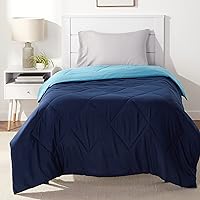 Reversible Lightweight Microfiber Comforter Blanket, Twin/Twin XL, Navy/Sky Blue
