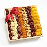 Broadway Basketeers Dried Fruit Gift Tray – Edible Gift Box Arrangements and Healthy Gourmet Gift Basket for Birthday, Appreciation, Thank You, Families, Sympathy