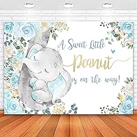 Avezano Blue Cotton Elephant Baby Shower Backdrop (7x5ft), Includes 1pc, Durable, Lightweight, Washable, for Boys