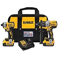 DEWALT 20V MAX Hammer Drill and Impact Driver, Cordless Power Tool Combo Kit with 2 Batteries and Charger (DCK299M2)