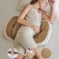 Pregnancy Pillows for Sleeping, Faux Fur Luxury Maternity Pillow Support for Pregnant Women, Pregnancy Must Haves, Side Sleeper Pillows for Adults (Coffe)