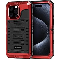 Beasyjoy for iPhone 15 Pro Max Case Waterproof, Metal Heavy Duty Full Body Protective Case with Built-in Screen Protector, Military Grade Shockproof Defender Case for iPhone 15 Pro Max 6.7