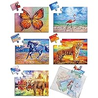 5 Packs 16 Piece Large Jigsaw Puzzles for Dementia Alzheimer’s Products Activities, Alzheimer’s Puzzles Memory Cognitive Games for Elderly Seniors with 5 Storage Bags, Gift for Elderly Adults, Animal