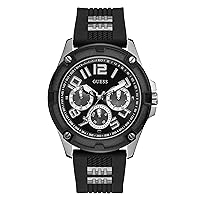 GUESS Men's Stainless Steel Analog Quartz Watch with Silicone Strap