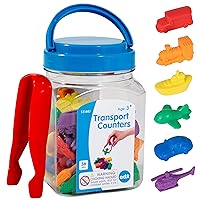 Transport Counters - Mini Jar - Set of 36 - Learn Counting, Colors, Sorting and Sequencing - Hands-on Math Manipulative for Kids