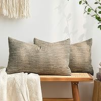 MIULEE Pack of 2 Decorative Burlap Linen Throw Pillow Covers Modern Farmhouse Pillowcase Rustic Woven Textured Cushion Cover for Sofa Couch Bed 12x20 Inch Brown