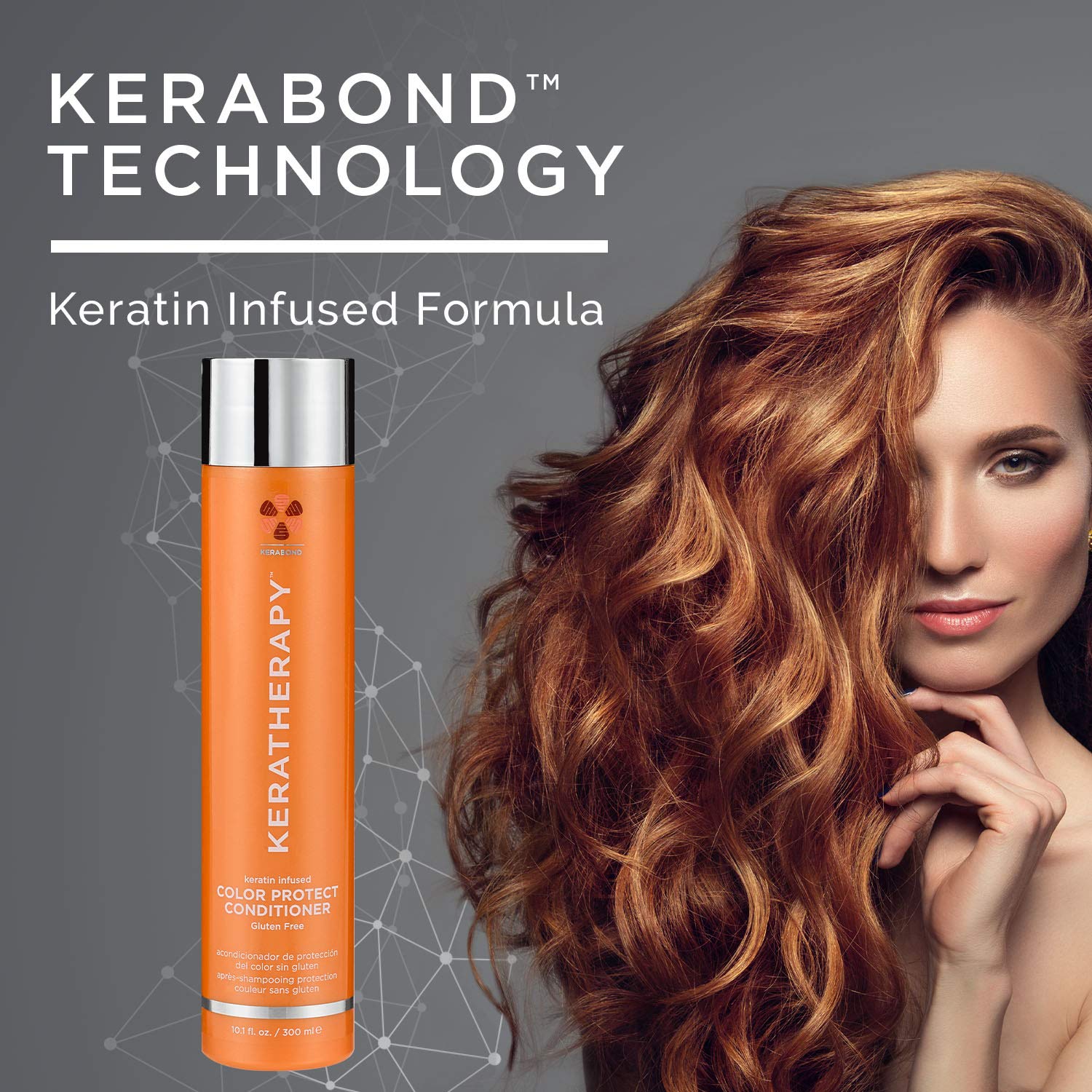KERATHERAPY Keratin Infused Color Protect Conditioner, 10.1 fl. oz., 300 ml - Gluten Free Color Protecting Conditioner for Color Treated Hair with Kerabond Technology, Red Raspberry Oil, Omega 3 & 6