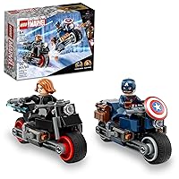 LEGO Marvel Black Widow & Captain America Motorcycles 76260 Buildable Marvel Toy for Kids Ages 6-8, Marvel Playset Based on the Avengers Age of Ultron Movie with a Captain America Bike & 2 Minifigures
