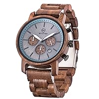 MUJUZE Wooden Watch Mens, Wood Watches Gifts for Mens,Business Casual Wristwatches Stylish for Boyfriend Father Birthday Anniversary Personalized with Gift Box